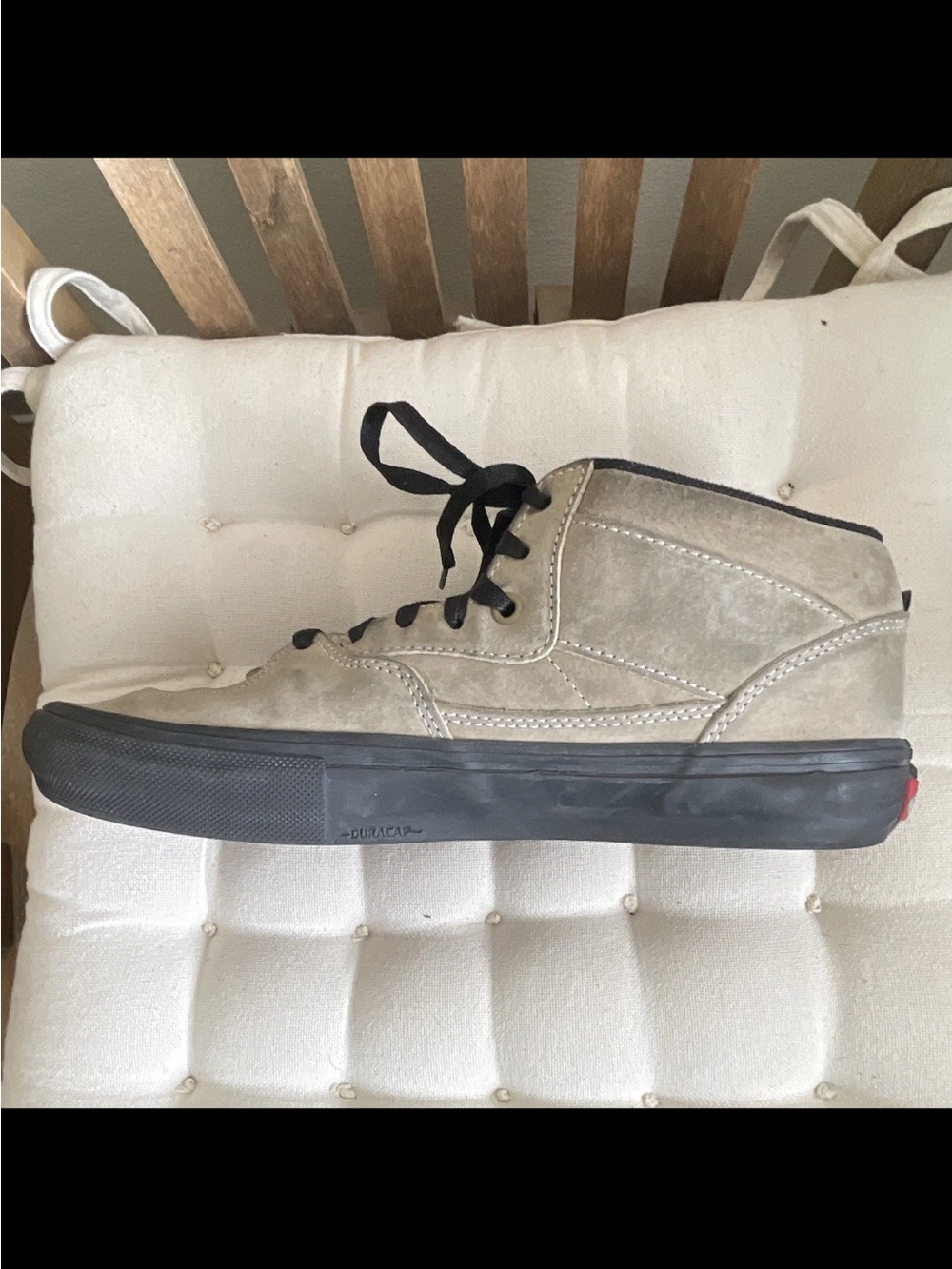 Vans Half Cab Mid-Top Suede Sneakers in Taupe with Black Sole - Picture 4 of 10